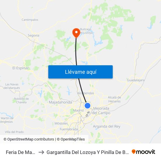Feria De Madrid to Gargantilla Del Lozoya Y Pinilla De Buitrago map