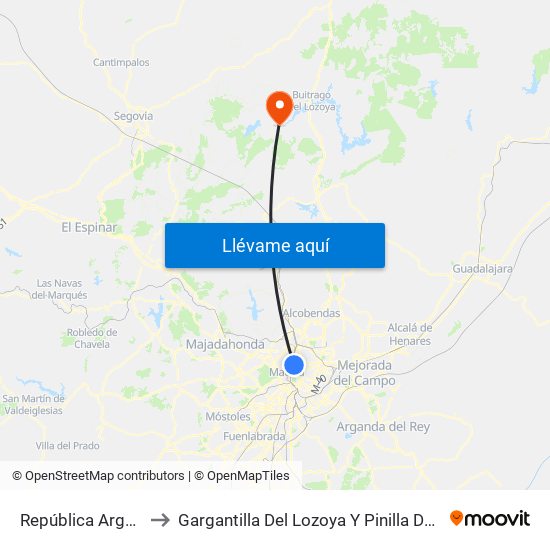República Argentina to Gargantilla Del Lozoya Y Pinilla De Buitrago map