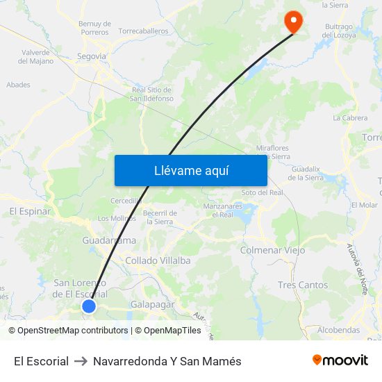 El Escorial to Navarredonda Y San Mamés map