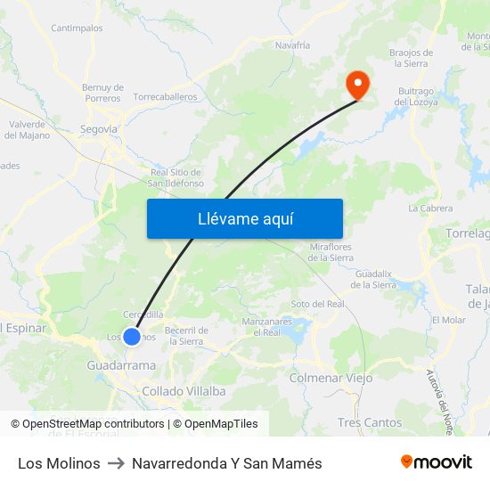 Los Molinos to Navarredonda Y San Mamés map