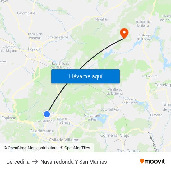 Cercedilla to Navarredonda Y San Mamés map