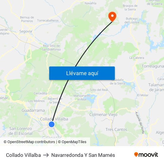 Collado Villalba to Navarredonda Y San Mamés map