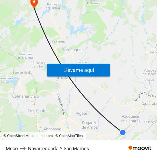 Meco to Navarredonda Y San Mamés map