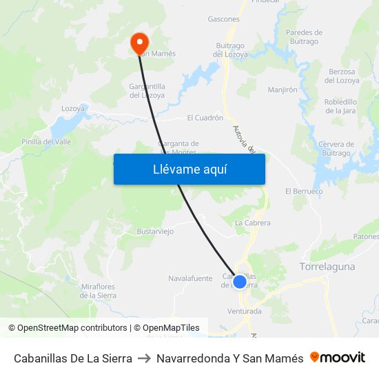 Cabanillas De La Sierra to Navarredonda Y San Mamés map
