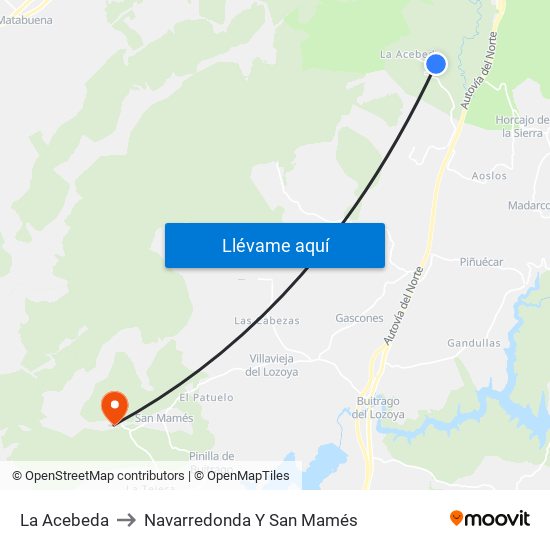 La Acebeda to Navarredonda Y San Mamés map