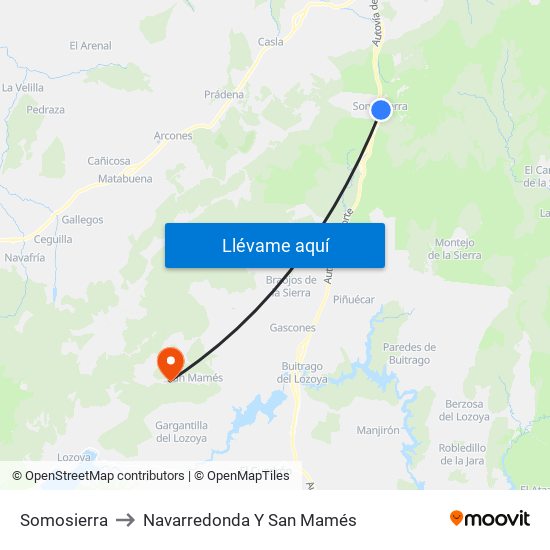 Somosierra to Navarredonda Y San Mamés map