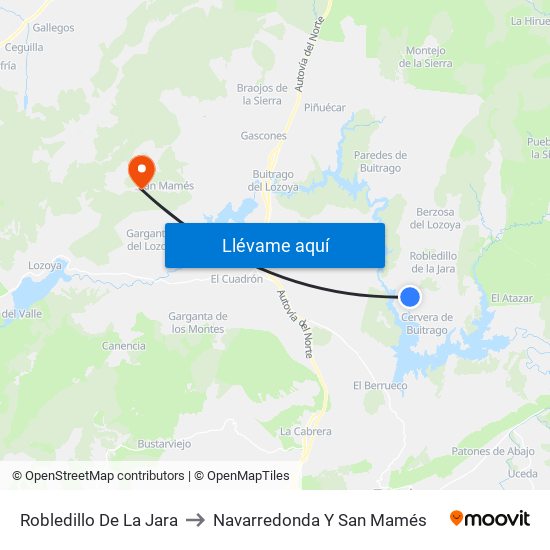Robledillo De La Jara to Navarredonda Y San Mamés map