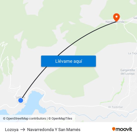 Lozoya to Navarredonda Y San Mamés map