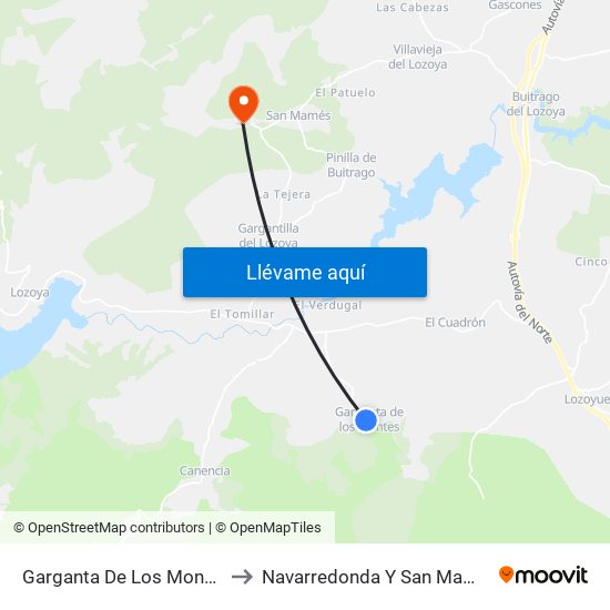 Garganta De Los Montes to Navarredonda Y San Mamés map