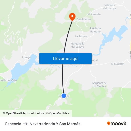 Canencia to Navarredonda Y San Mamés map