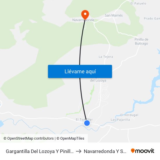 Gargantilla Del Lozoya Y Pinilla De Buitrago to Navarredonda Y San Mamés map