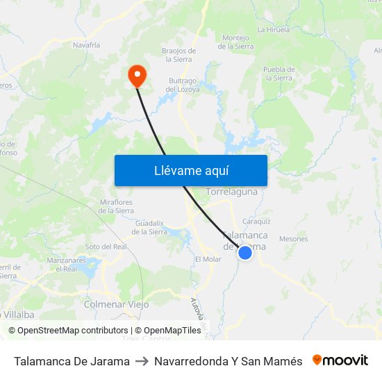 Talamanca De Jarama to Navarredonda Y San Mamés map
