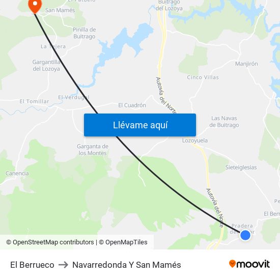 El Berrueco to Navarredonda Y San Mamés map