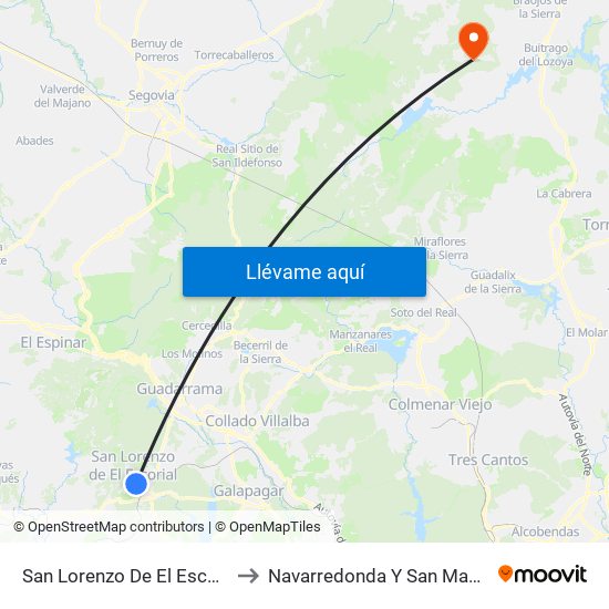 San Lorenzo De El Escorial to Navarredonda Y San Mamés map