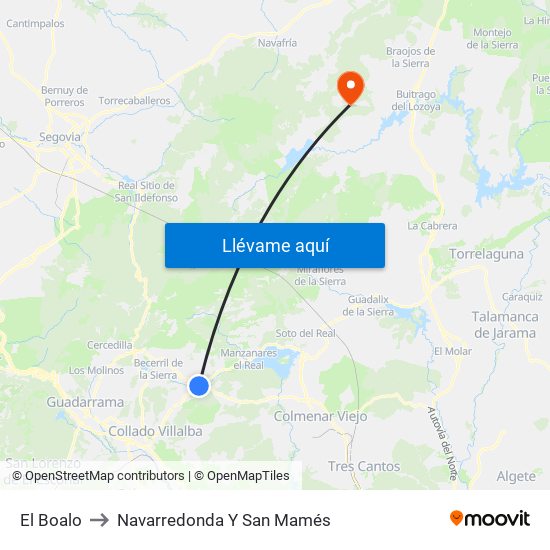 El Boalo to Navarredonda Y San Mamés map