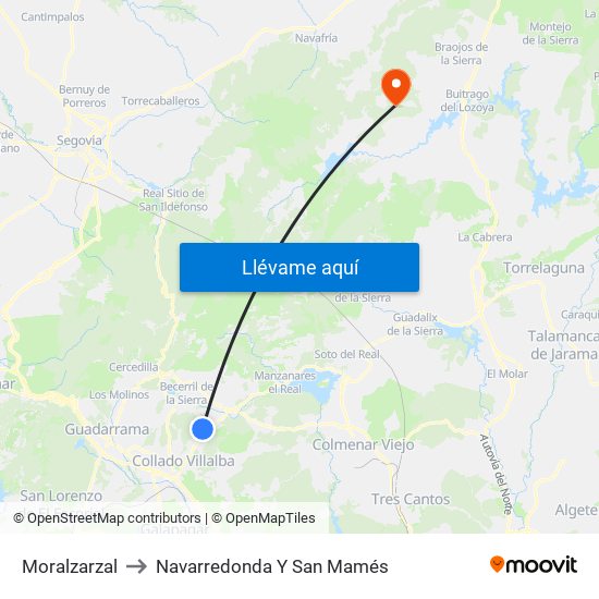 Moralzarzal to Navarredonda Y San Mamés map