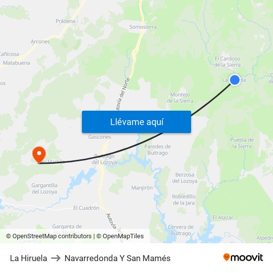 La Hiruela to Navarredonda Y San Mamés map