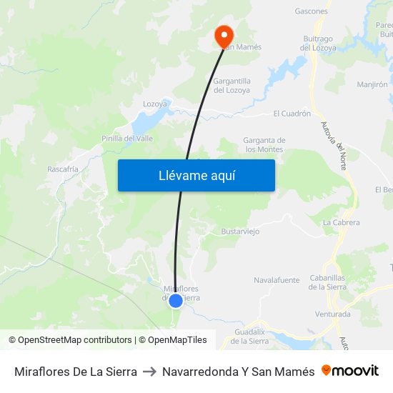 Miraflores De La Sierra to Navarredonda Y San Mamés map