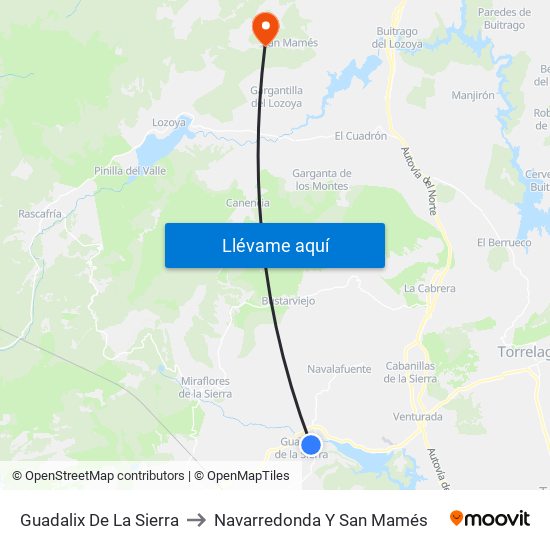 Guadalix De La Sierra to Navarredonda Y San Mamés map