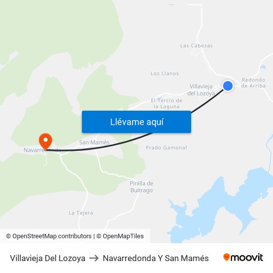 Villavieja Del Lozoya to Navarredonda Y San Mamés map