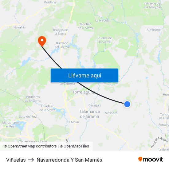 Viñuelas to Navarredonda Y San Mamés map