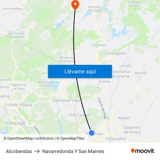 Alcobendas to Navarredonda Y San Mamés map