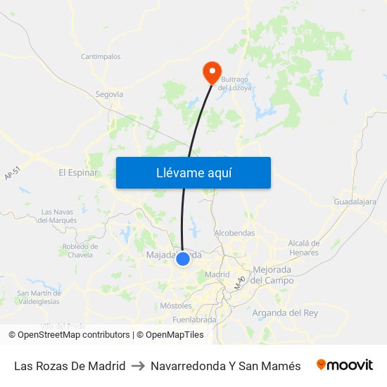 Las Rozas De Madrid to Navarredonda Y San Mamés map