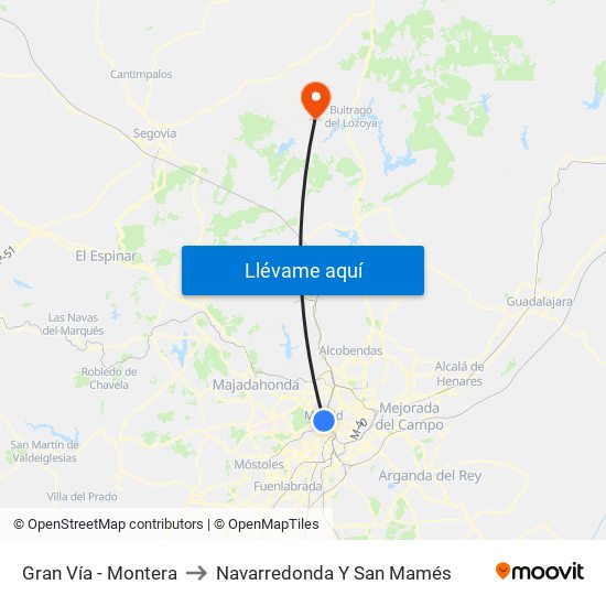Gran Vía - Montera to Navarredonda Y San Mamés map