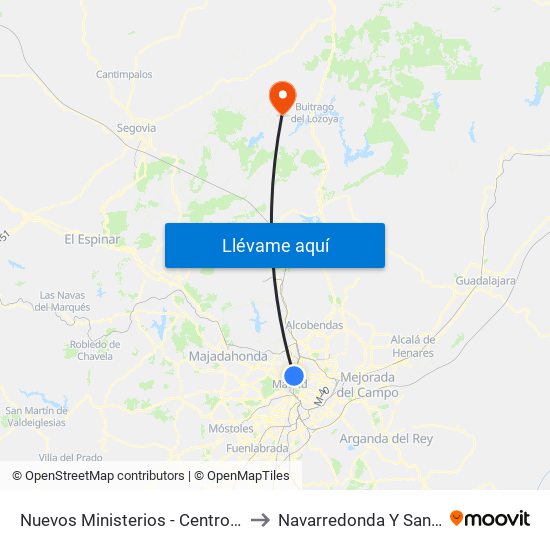 Nuevos Ministerios - Centro Comercial to Navarredonda Y San Mamés map