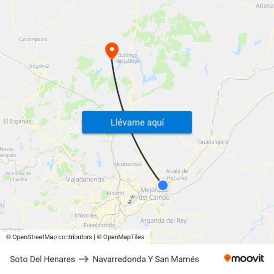 Soto Del Henares to Navarredonda Y San Mamés map
