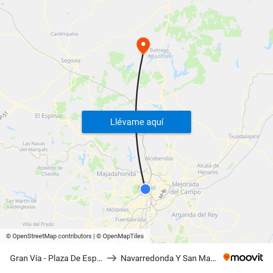 Gran Vía - Plaza De España to Navarredonda Y San Mamés map