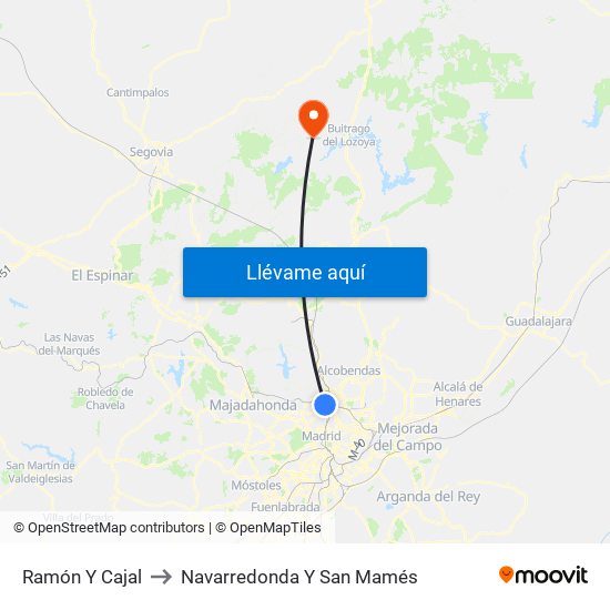 Ramón Y Cajal to Navarredonda Y San Mamés map