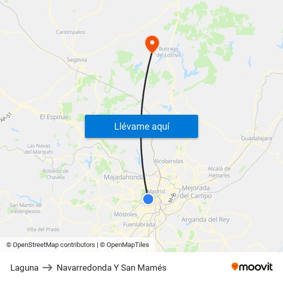 Laguna to Navarredonda Y San Mamés map