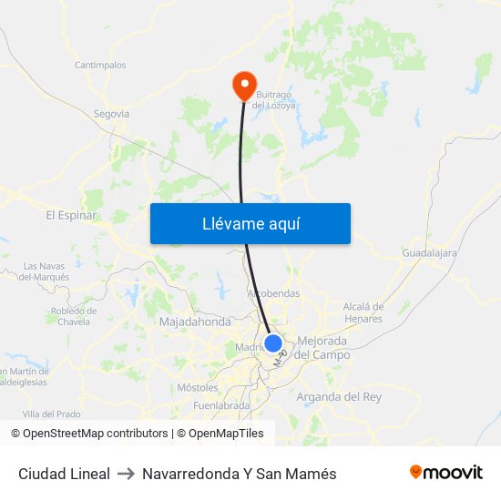 Ciudad Lineal to Navarredonda Y San Mamés map