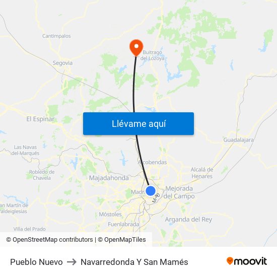 Pueblo Nuevo to Navarredonda Y San Mamés map