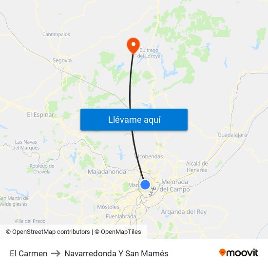 El Carmen to Navarredonda Y San Mamés map
