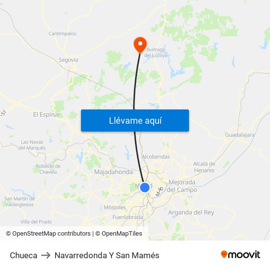 Chueca to Navarredonda Y San Mamés map