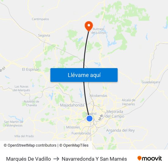 Marqués De Vadillo to Navarredonda Y San Mamés map