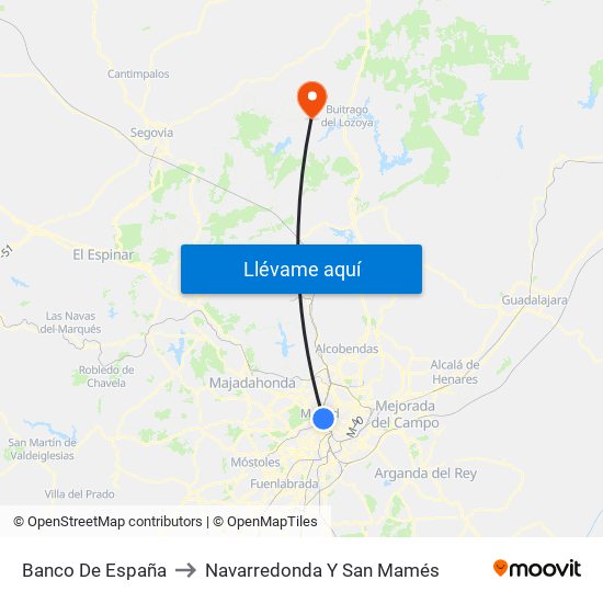 Banco De España to Navarredonda Y San Mamés map