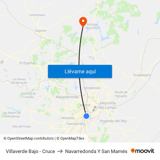 Villaverde Bajo - Cruce to Navarredonda Y San Mamés map