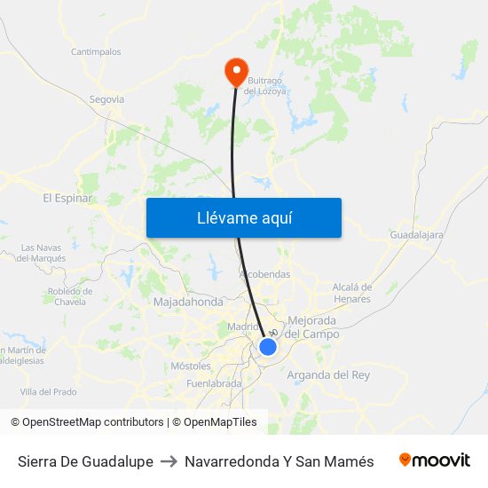 Sierra De Guadalupe to Navarredonda Y San Mamés map