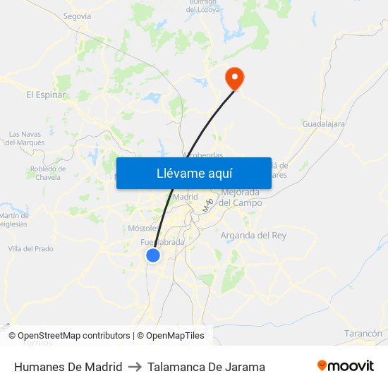 Humanes De Madrid to Talamanca De Jarama map