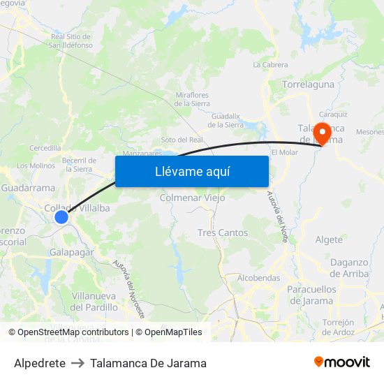 Alpedrete to Talamanca De Jarama map