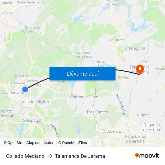 Collado Mediano to Talamanca De Jarama map