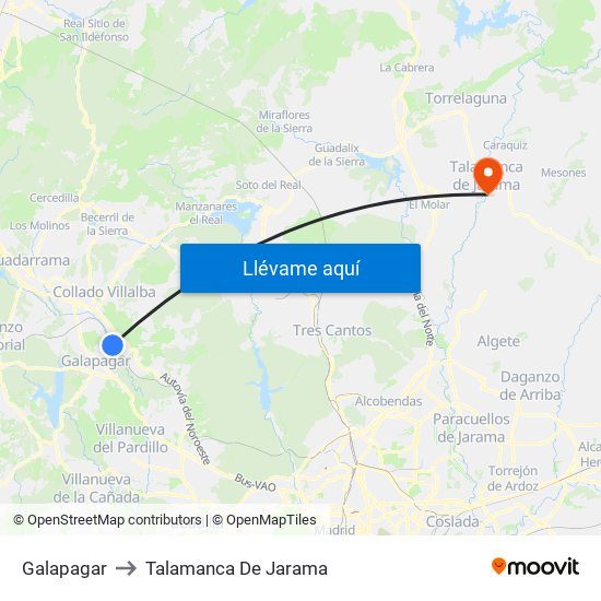 Galapagar to Talamanca De Jarama map