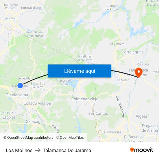 Los Molinos to Talamanca De Jarama map
