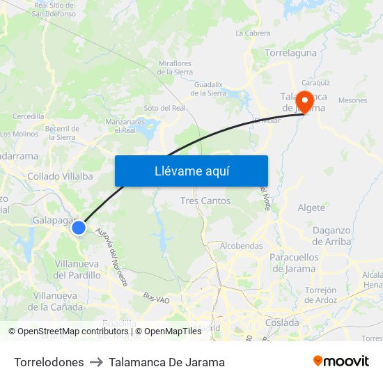 Torrelodones to Talamanca De Jarama map