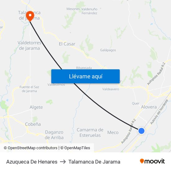 Azuqueca De Henares to Talamanca De Jarama map