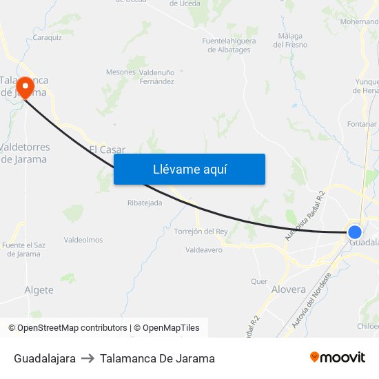 Guadalajara to Talamanca De Jarama map