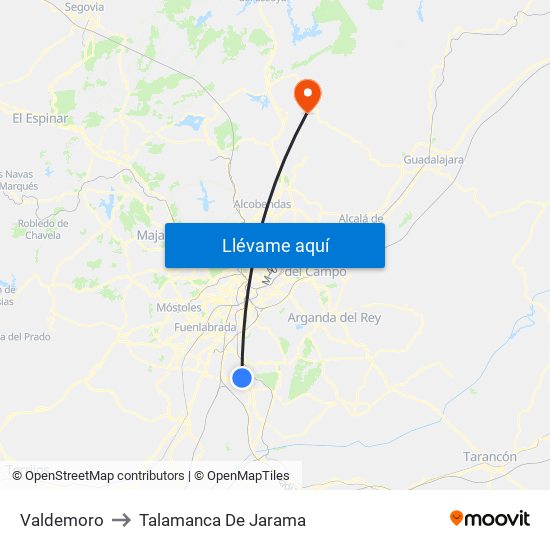 Valdemoro to Talamanca De Jarama map